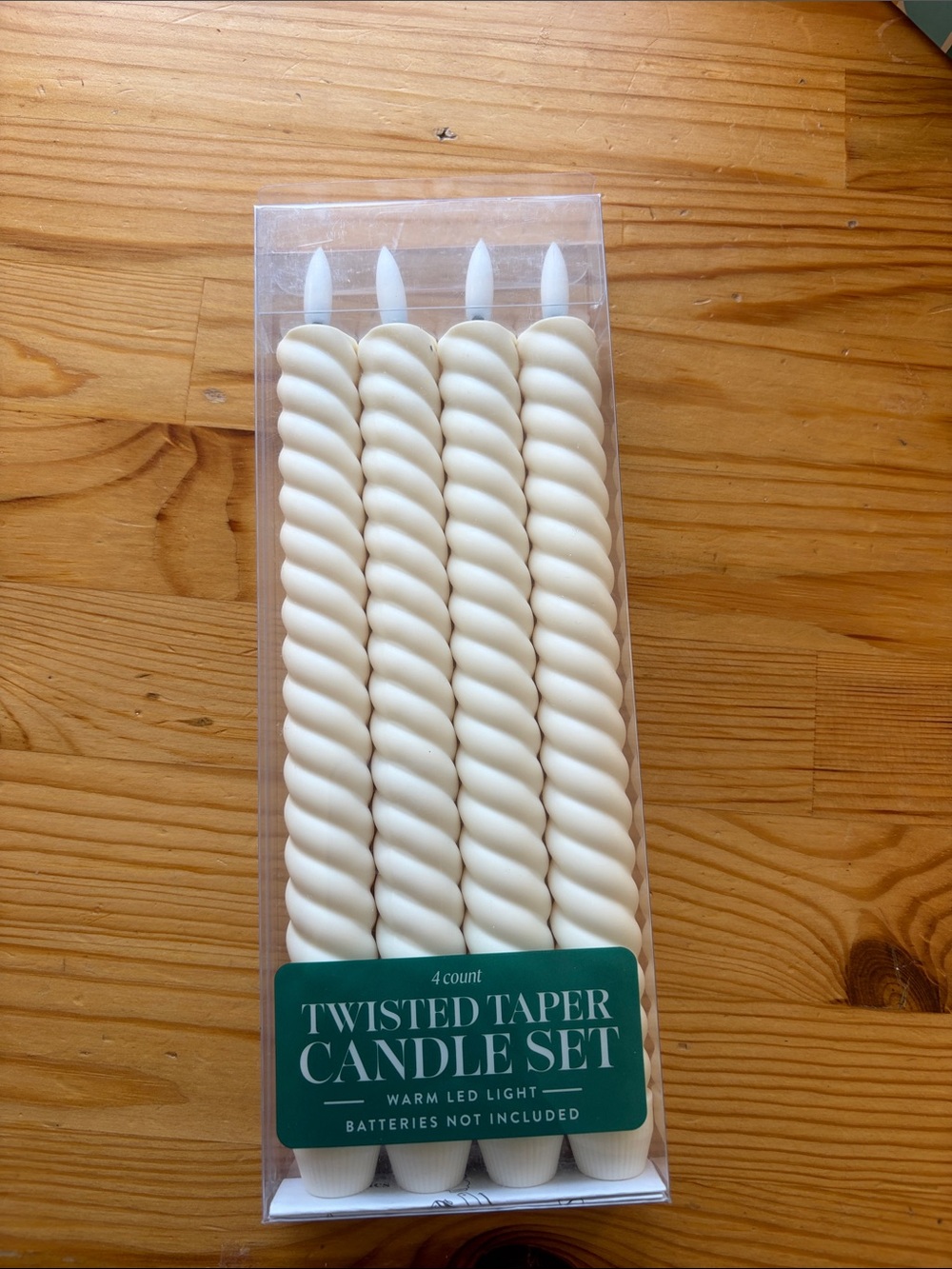 Twisted Taper LED Candles - Cream (4 Count)